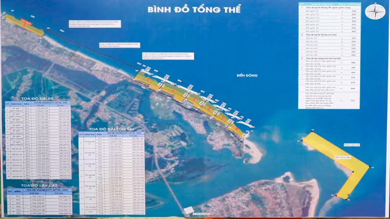 Bình đồ tổng thể Dự án Chống xói lở và bảo vệ bền vững bờ biển Hội An, tỉnh Quảng Nam.