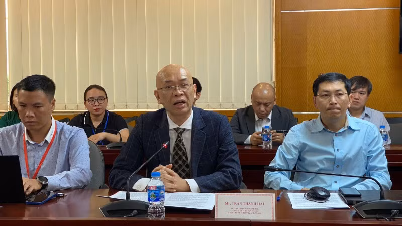 Ông Trần Thanh Hải-Phó Cục trưởng Cục Xuất nhập khẩu (Bộ Công thương) phát biểu tại Hội thảo.