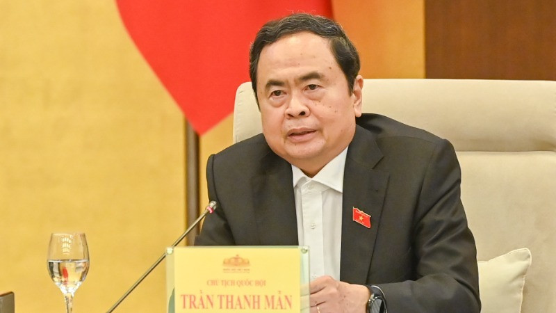Chủ tịch Quốc hội Trần Thanh Mẫn phát biểu kết luận cuộc họp. (Ảnh: DUY LINH)