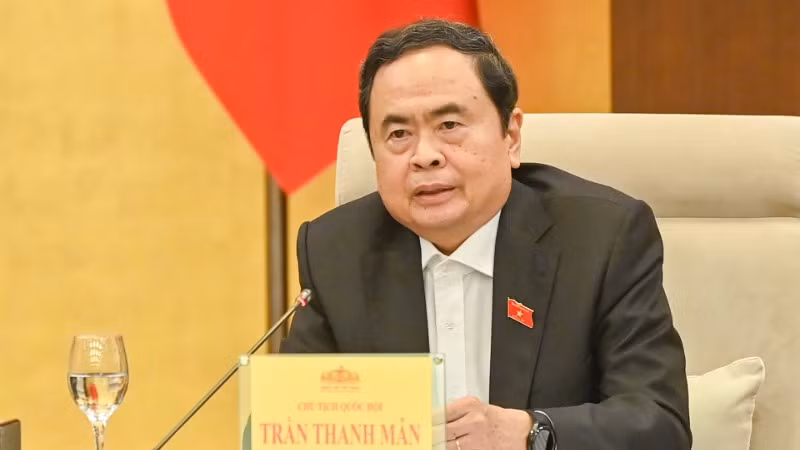 Chủ tịch Quốc hội Trần Thanh Mẫn phát biểu kết luận cuộc họp. (Ảnh: DUY LINH)