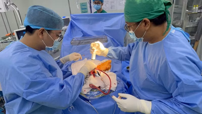 Các bác sĩ tích cực phẫu thuật cấp cứu kéo dài 90 phút lấy mũi kéo ra khỏi sọ đầu bệnh nhân.