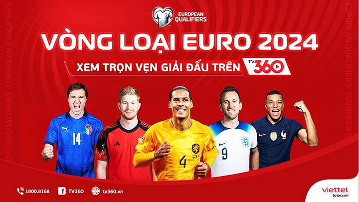 Xem trực tiếp vòng loại EURO 2024 miễn phí trên TV360 Viettel