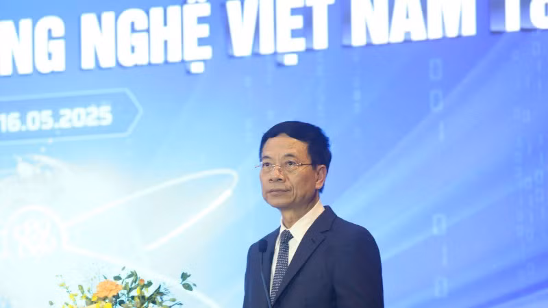 Bộ trưởng Bộ Khoa học và Công nghệ Nguyễn Mạnh Hùng phát biểu tại sự kiện. (Ảnh: TL)