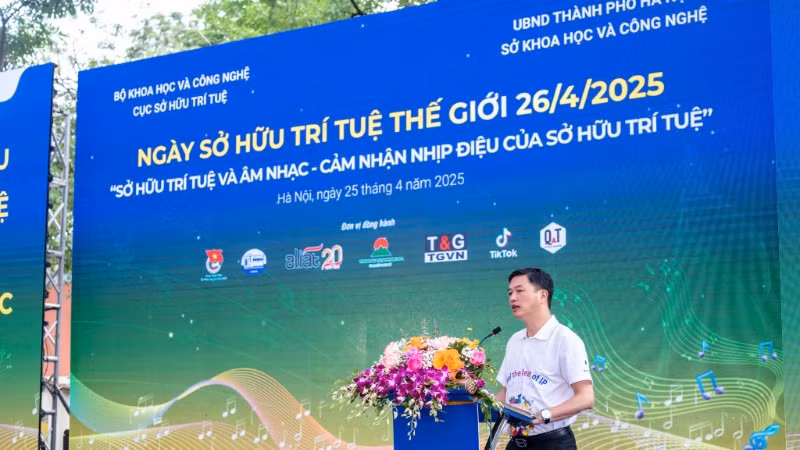 Ông Lưu Hoàng Long, Cục trưởng Cục Sở hữu trí tuệ (Bộ Khoa học và Công nghệ) phát biểu tại sự kiện. (Ảnh: BÍCH LIÊN)