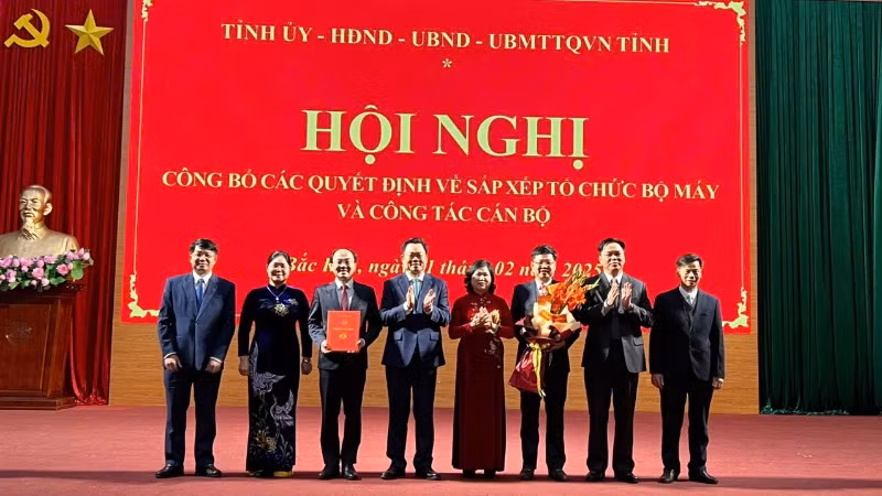 Lãnh đạo tỉnh trao quyết định thành lập Đảng uỷ Ủy ban nhân dân tỉnh. (Ảnh: TUẤN SƠN).