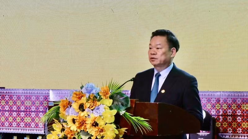 Bí thư Tỉnh ủy Bắc Kạn Hoàng Duy Chinh phát biểu tại lễ kỷ niệm. (Ảnh: TUẤN SƠN)