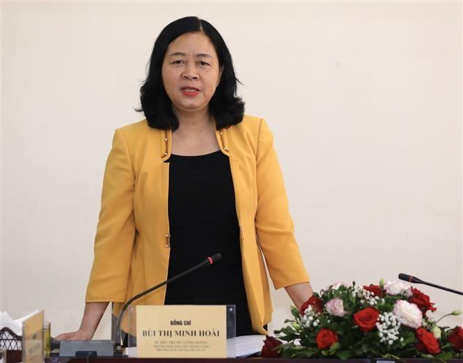 Bí thư Trung ương Đảng, Trưởng Ban Dân vận Trung ương Bùi Thị Minh Hoài. (Ảnh: TTXVN)