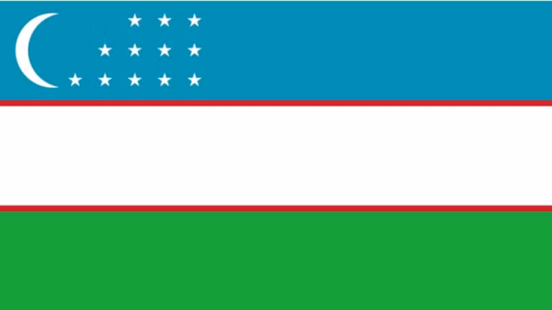Quốc kỳ nước Cộng hòa Uzbekistan.