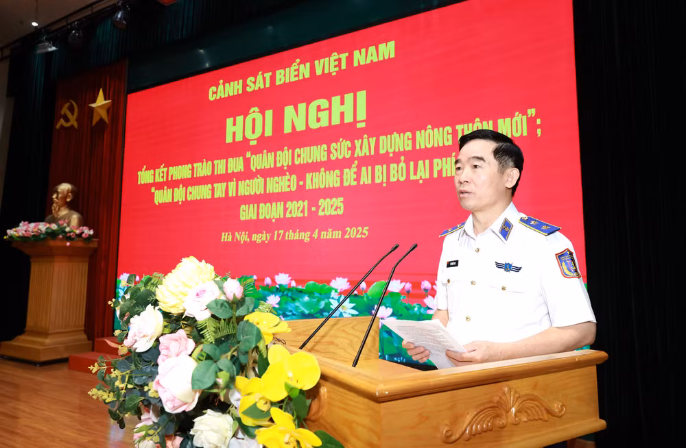 Trung tướng Bùi Quốc Oai, Bí thư Đảng ủy, Chính ủy Cảnh sát biển Việt Nam phát biểu kết luận Hội nghị.