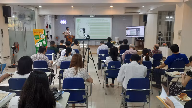 Quang cảnh Hội thảo giới thiệu “Giải pháp sáng chế hệ thống cơ-điện điều khiển bồn cầu xả nước”.