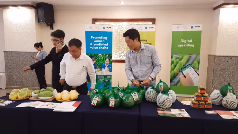 Trưng bày trái cây tại Hội thảo “Nâng cao năng lực tuân thủ tiêu chuẩn, chất lượng chuỗi giá trị trái cây Việt Nam để thúc đẩy xuất khẩu”.