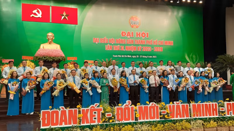 Ban Chấp hành Hội Nông dân Thành phố Hồ Chí Minh nhiệm kỳ 2023-2028 ra mắt tại Đại hội. 