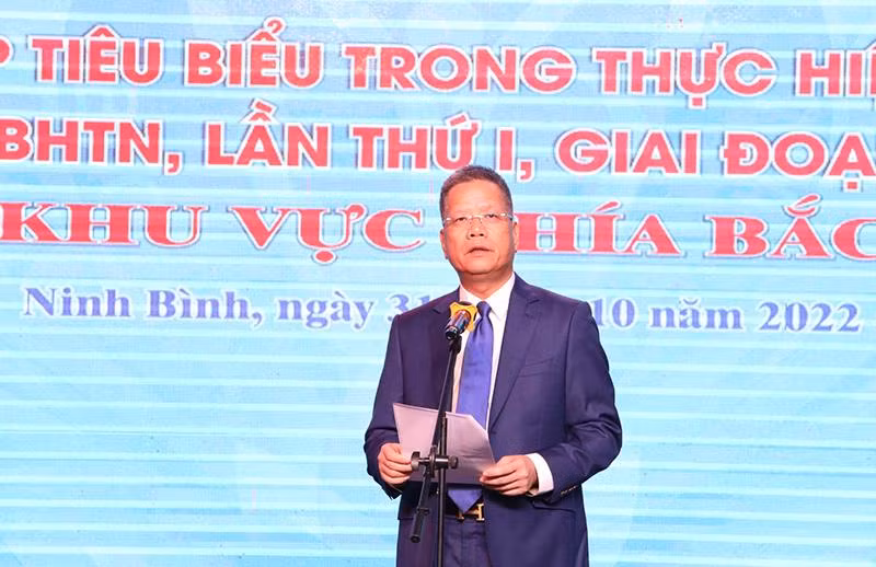 Phó Tổng giám đốc Bảo hiểm xã hội Việt Nam Trần Đình Liệu phát biểu tại chương trình. (Ảnh: VSS)