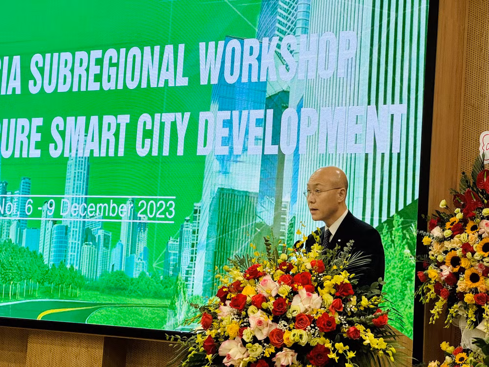 Tiến sĩ Sang-hyup Lee, Chủ tịch Viện Công nghệ xanh quốc gia (Hàn Quốc) phát biểu tại sự kiện.