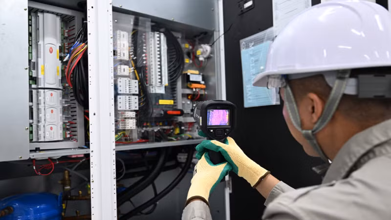 Kỹ sư của Tổng Công ty Mạng lưới Viettel kiểm tra hệ thống cơ điện tại trạm cập bờ ADC