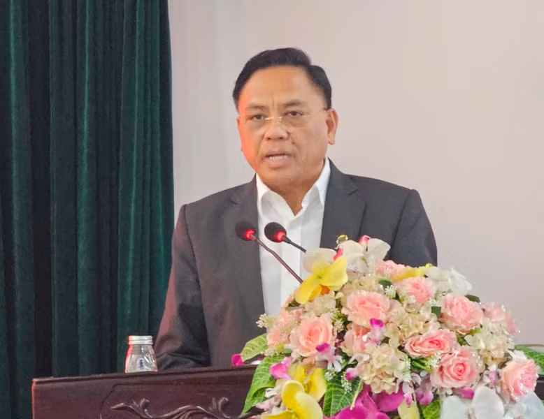 Chủ tịch Hiệp hội doanh nghiệp tỉnh Thanh Hóa phát biểu tại Hội nghị.