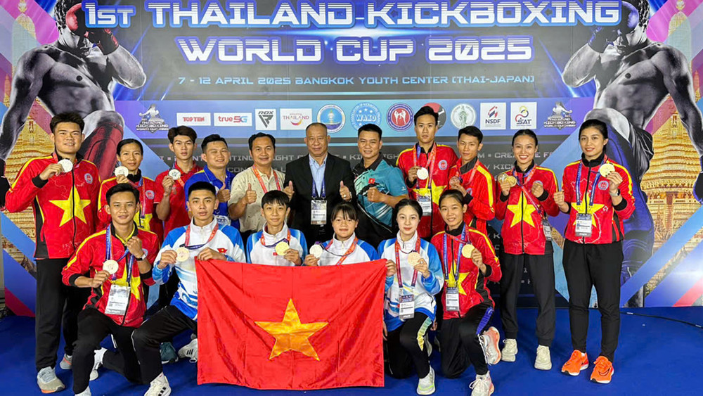 Các thành viên đội tuyển Kickboxing Việt Nam tại giải đấu. 