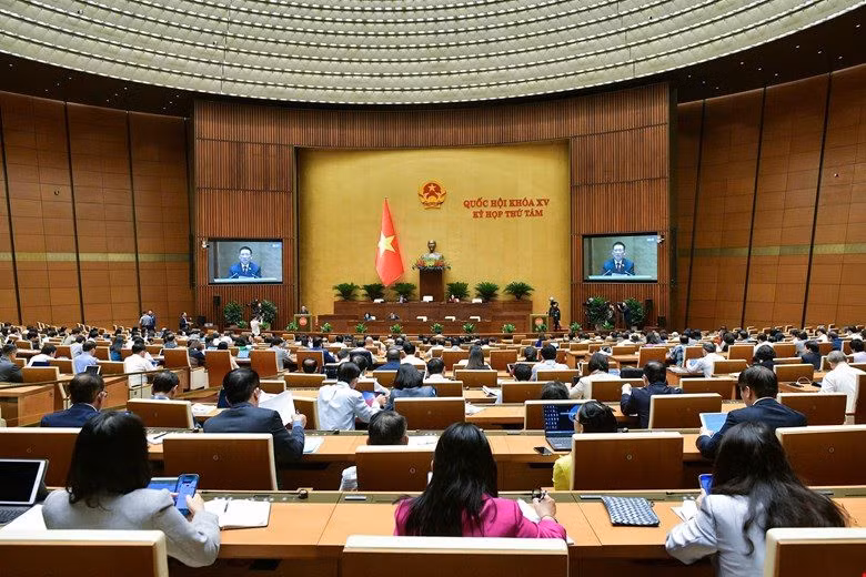 Trong phiên họp toàn thể sáng 29/10, Quốc hội đã nghe tờ trình và báo cáo thẩm tra Dự án 1 luật sửa 7 luật liên quan lĩnh vực tài chính. Ảnh: Nghĩa Đức