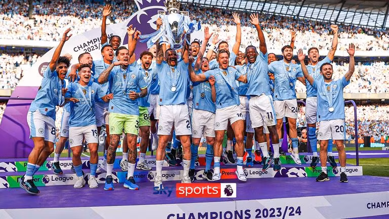 Pep giúp Man City giành bốn chức vô địch Premier League liên tiếp. (Ảnh: SkySports)