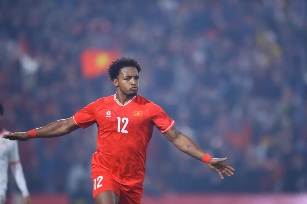 Xuân Son ăn mừng bàn thắng đầu tiên cho đội tuyển Việt Nam. (Ảnh: SƠN TÙNG)