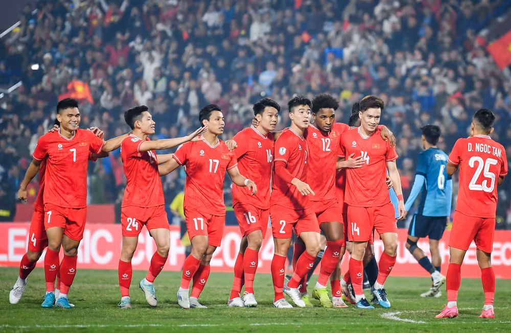 Đội tuyển Việt Nam giành chiến thắng thuyết phục trước Singapore để vào chơi chung kết. (Ảnh: THÀNH ĐẠT)