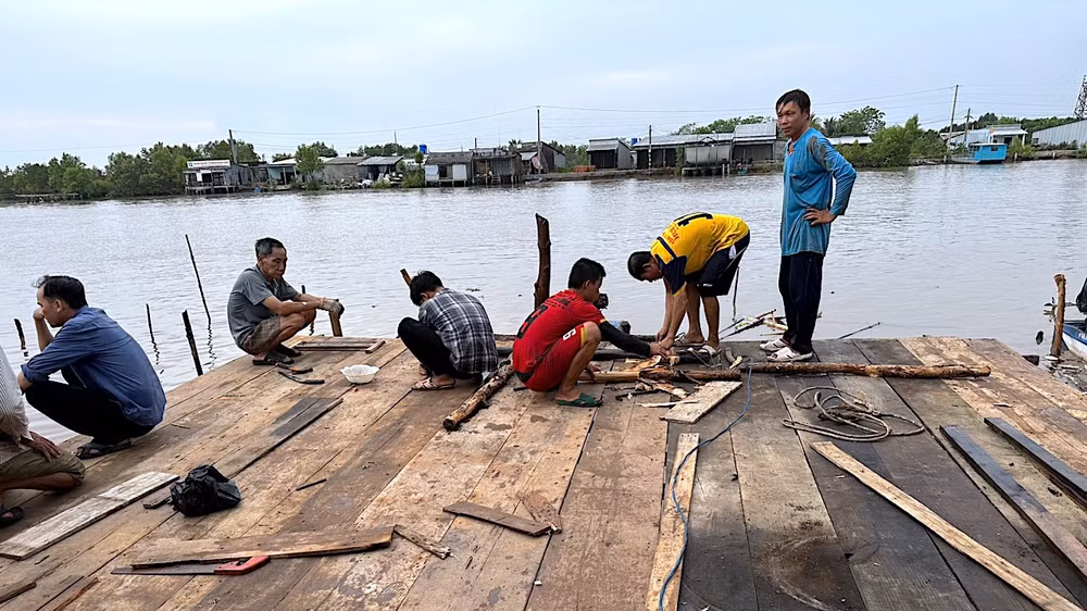 Lo sợ sạt lở tái diễn, nhiều hộ dân trong vùng sạt lở xã Tam Giang (huyện Năm Căn, tỉnh Cà Mau) tổ chức di dời nhà cửa, tài sản.