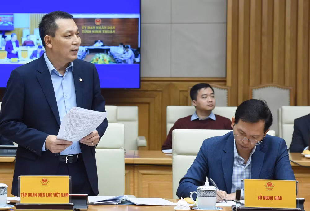 Chủ tịch Hội đồng thành viên Tập đoàn Điện lực Việt Nam (EVN) phát biểu ý kiến tại phiên họp (Ảnh: TRẦN HẢI)