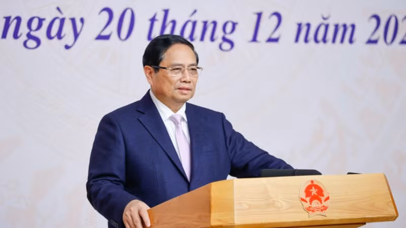 Thủ tướng Phạm Minh Chính phát biểu ý kiến chỉ đạo Hội nghị. (Ảnh: TRẦN HẢI)