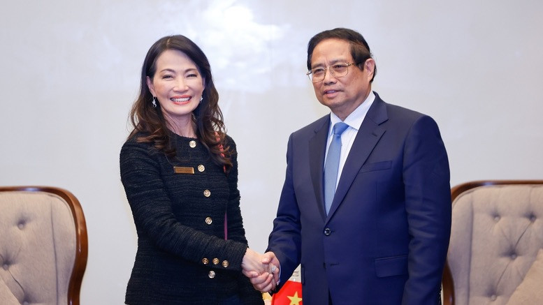 Thủ tướng Phạm Minh Chính tiếp bà Jareeporn Jarukornsakul, Chủ tịch Ủy ban Điều hành kiêm Tổng Giám đốc Tập đoàn WHA. (Ảnh: TRẦN HẢI) Thủ tướng Phạm Minh Chính tiếp bà Jareeporn Jarukornsakul, Chủ tịch Ủy ban Điều hành kiêm Tổng Giám đốc Tập đoàn WHA. (Ảnh: TRẦN HẢI)