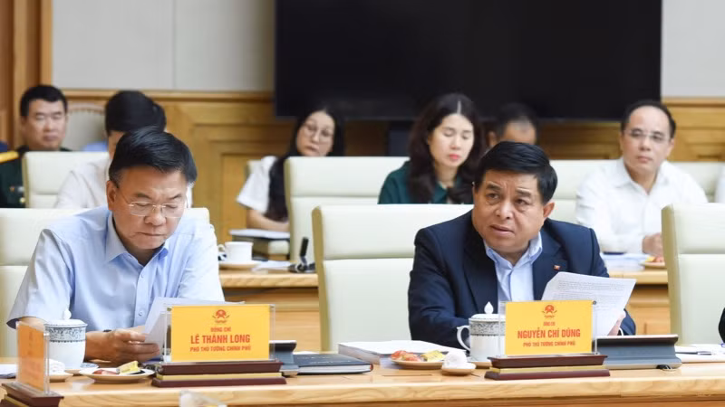 Phó Thủ tướng Nguyễn Chí Dũng phát biểu ý kiến tại cuộc họp. (Ảnh: TRẦN HẢI)