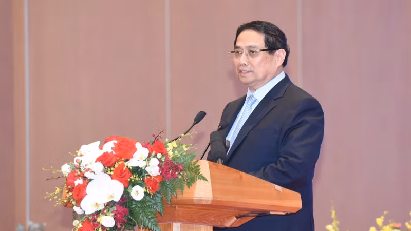 Thủ tướng Phạm Minh Chính phát biểu ý kiến tại Diễn đàn. (Ảnh: TRẦN HẢI)