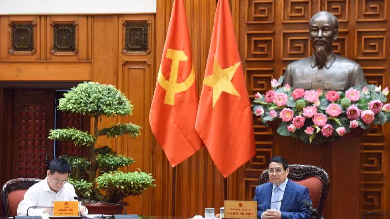 Thủ tướng Phạm Minh Chính phát biểu ý kiến chỉ đạo phiên họp. (Ảnh: TRẦN HẢI)