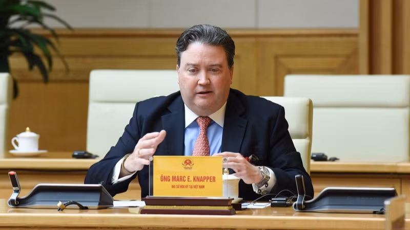 Đại sứ Hoa Kỳ tại Việt Nam Marc E. Knapper phát biểu ý kiến (Ảnh: TRẦN HẢI).