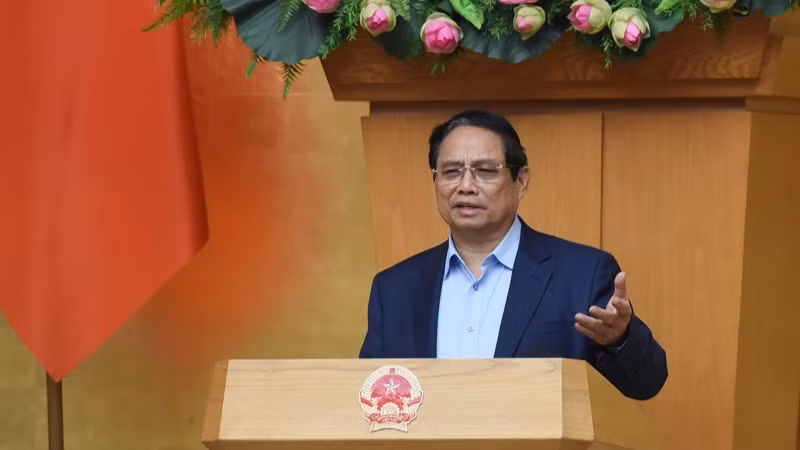 Thủ tướng Phạm Minh Chính phát biểu ý kiến tại phiên họp. (Ảnh: TRẦN HẢI)