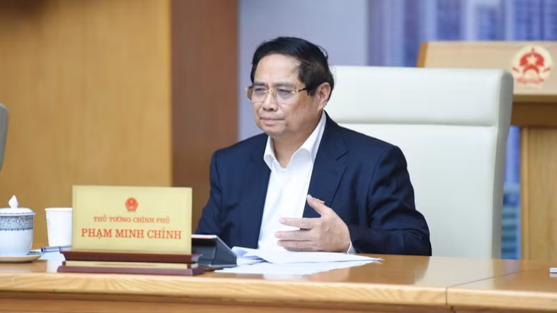 Thủ tướng Phạm Minh Chính phát biểu ý kiến chỉ đạo cuộc họp. (Ảnh: TRẦN HẢI)