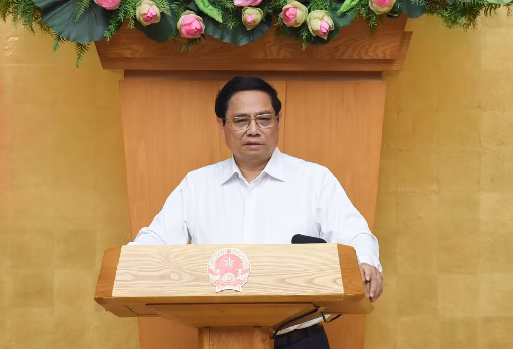 Thủ tướng Phạm Minh Chính phát biểu ý kiến tại phiên họp. (Ảnh: Trần Hải)