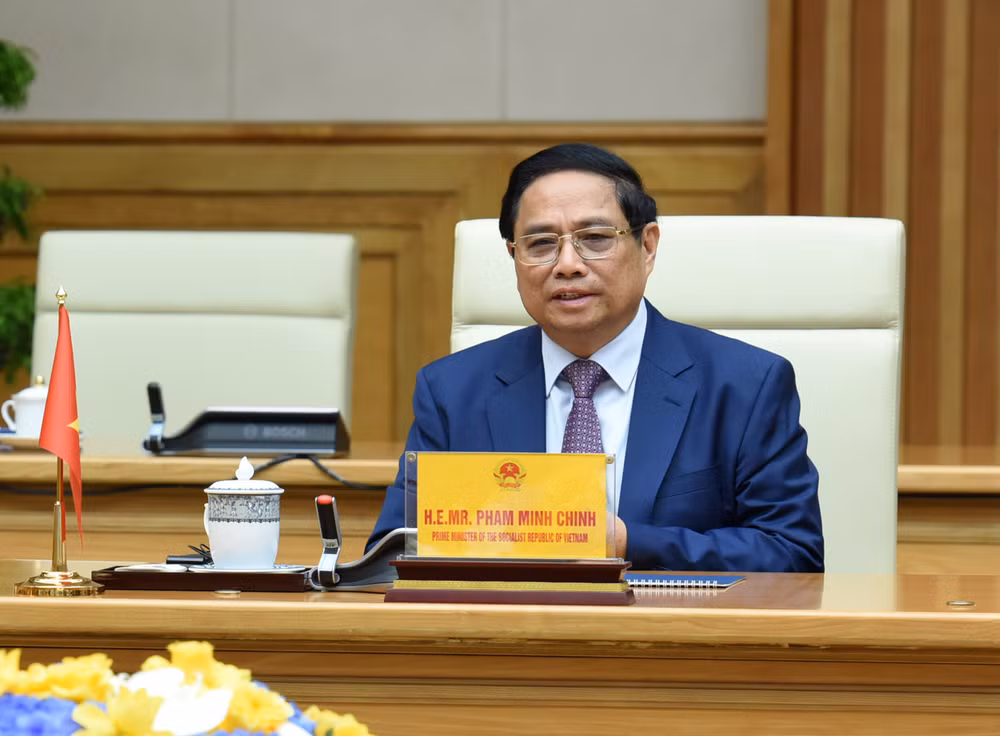 Thủ tướng Phạm Minh Chính phát biểu ý kiến tại buổi hội kiến (Ảnh: Trần Hải).