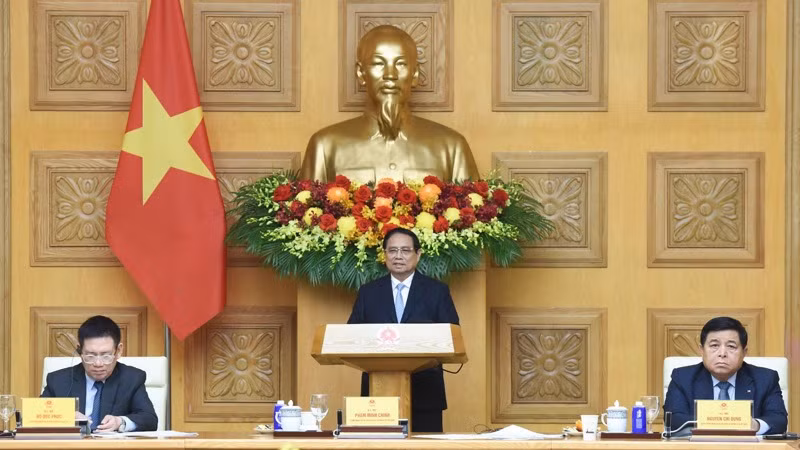 Thủ tướng Phạm Minh Chính phát biểu ý kiến tại Tọa đàm. (Ảnh: TRẦN HẢI)