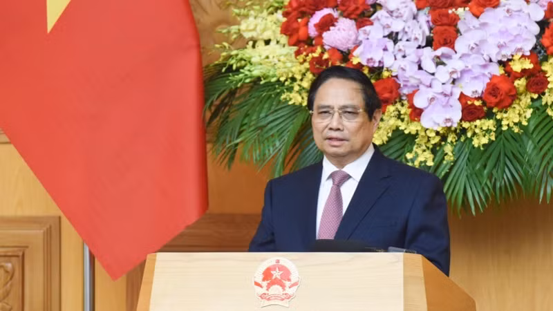 Thủ tướng Phạm Minh Chính phát biểu ý kiến kết luận cuộc họp. (Ảnh: TRẦN HẢI)
