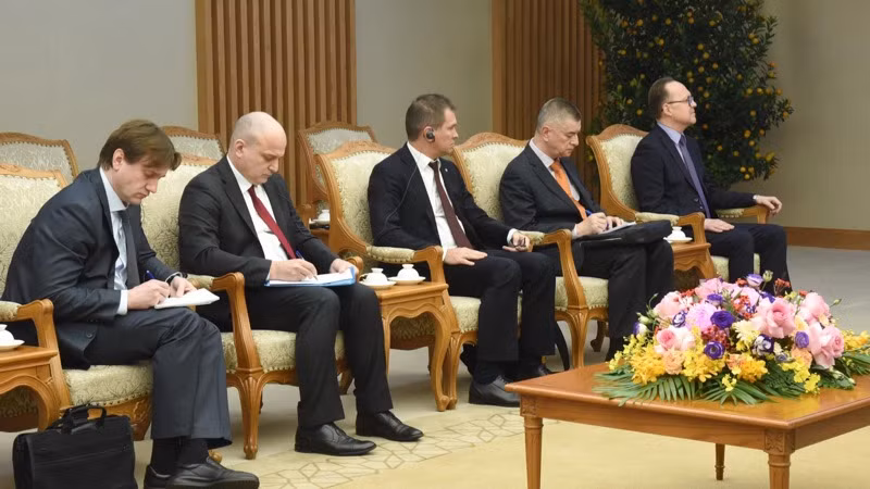 Lãnh đạo Tập đoàn Rosatom tại buổi tiếp. (Ảnh: TRẦN HẢI)