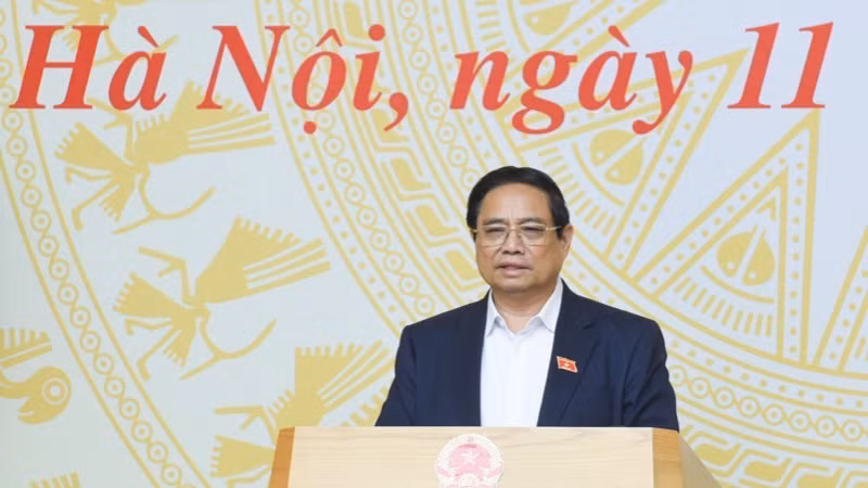 Thủ tướng Phạm Minh Chính phát biểu ý kiến tại phiên họp. (Ảnh TRẦN HẢI).