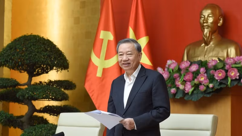 Tổng Bí thư Tô Lâm phát biểu ý kiến chỉ đạo. (Ảnh: TRẦN HẢI)