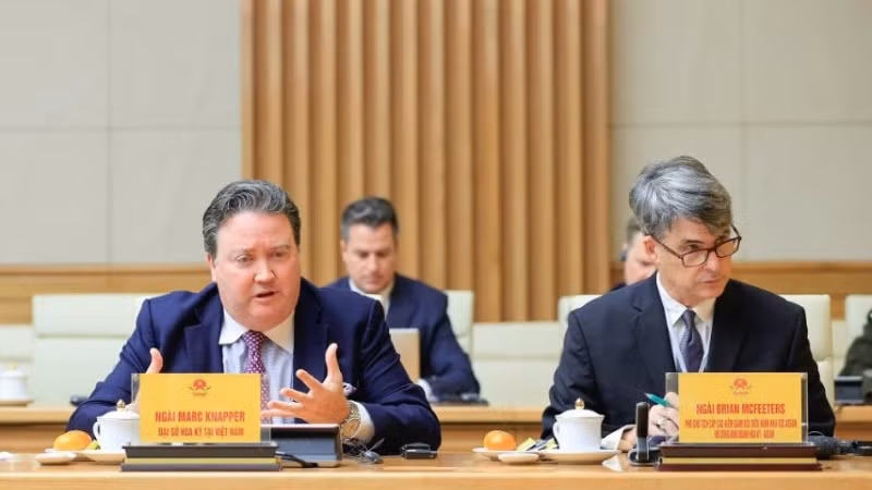 Đại sứ Hoa Kỳ tại Việt Nam Marc Knapper phát biểu ý kiến. (Ảnh: TRẦN HẢI)