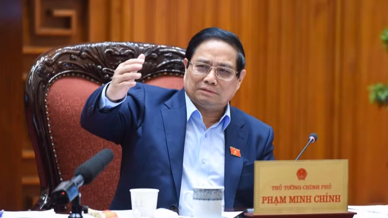 Thủ tướng Chính phủ Phạm Minh Chính phát biểu ý kiến chỉ đạo cuộc họp (Ảnh: TRẦN HẢI).