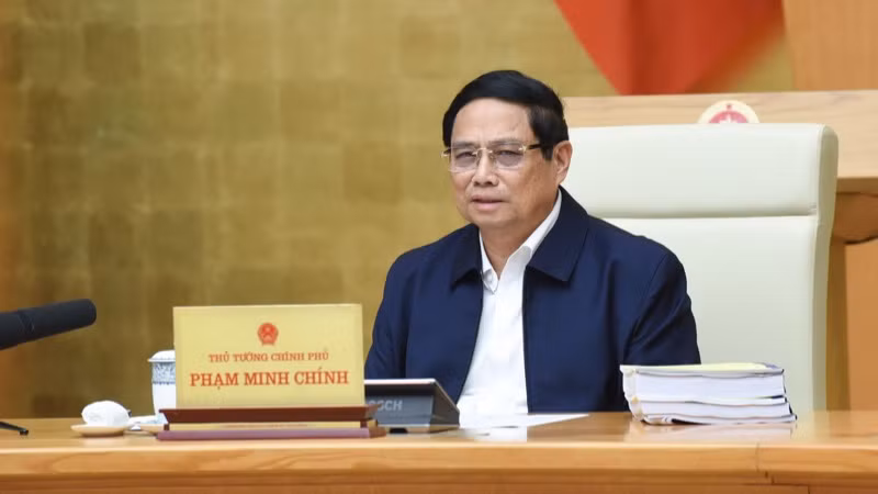 Thủ tướng Phạm Minh Chính phát biểu ý kiến chỉ đạo Phiên họp. (Ảnh: TRẦN HẢI)