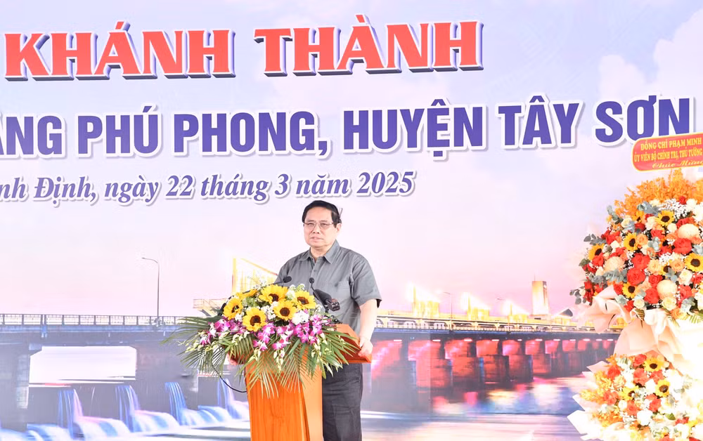 Thủ tướng Phạm Minh Chính phát biểu ý kiến tại lễ khánh thành. (Ảnh:THANH GIANG)
