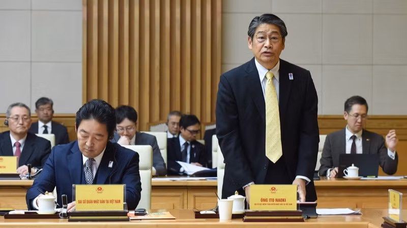 Đại sứ Nhật Bản tại Việt Nam Ito Naoki phát biểu ý kiến tại Toạ đàm (Ảnh: TRẦN HẢI).