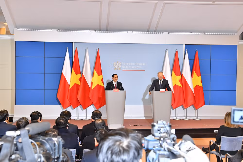 Quang cảnh buổi họp báo sau hội đàm. (Ảnh: THANH GIANG)