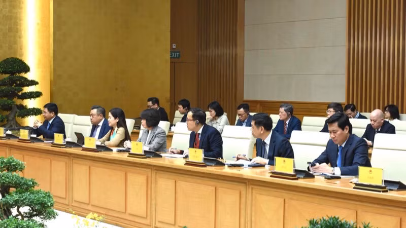 Lãnh đạo các bộ, ngành Việt Nam tại buổi tiếp. (Ảnh: Trần Hải)