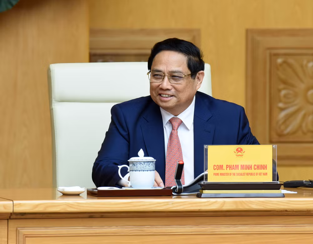 Thủ tướng Phạm Minh Chính phát biểu ý kiến tại buổi tiếp. (Ảnh: Trần Hải)